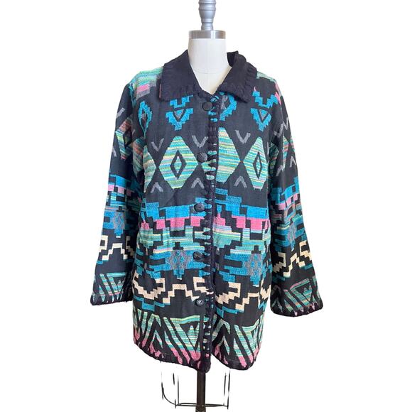 Cedar Canyon Southwestern Aztec Jacket Women’s Small Cotton Boho Vintage - Picture 1 of 6